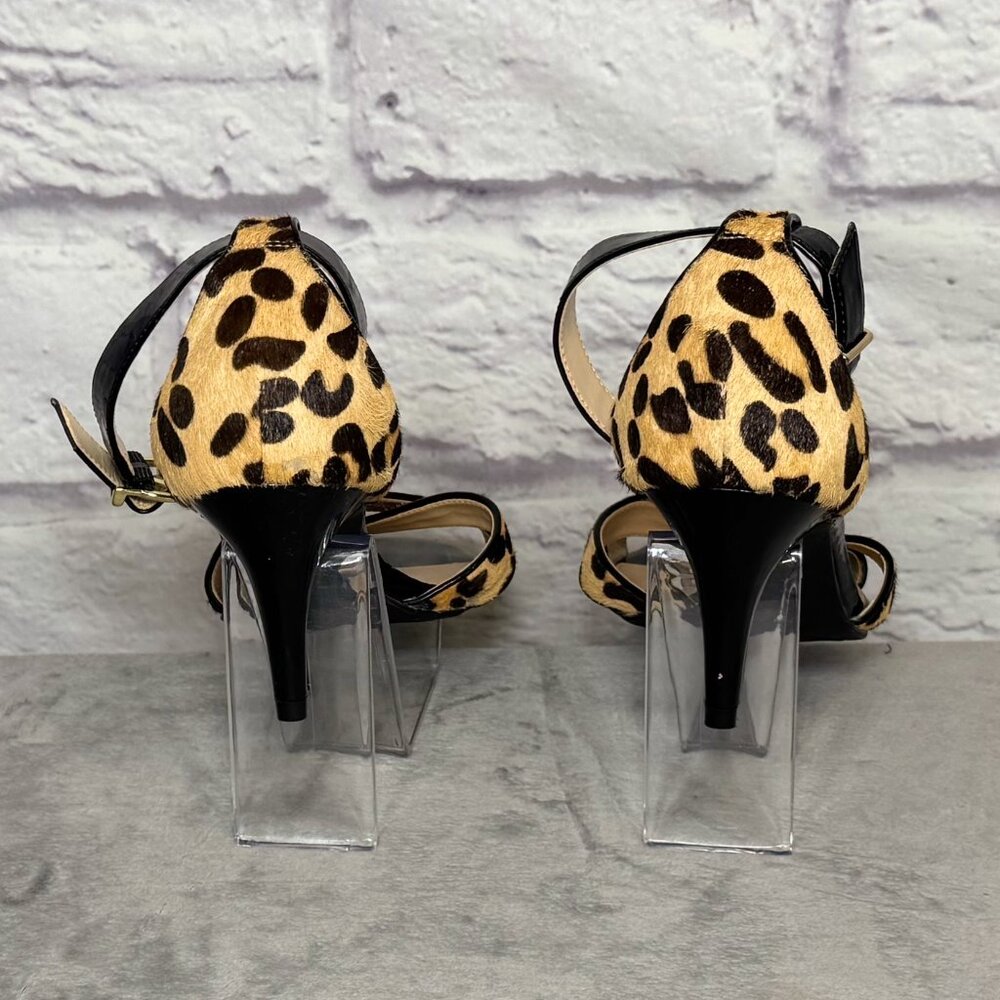 Kelly & Katie Faux Cheetah Fur Ankle Strap Sandals - Picture 4 of 6